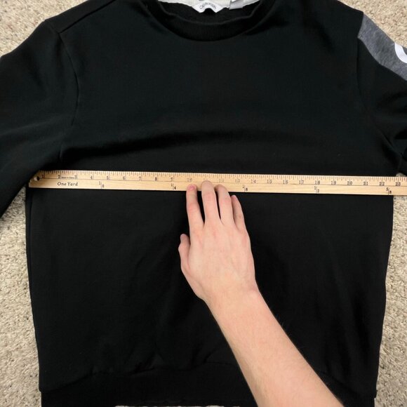 Calvin Klein Sweatshirt Large Black Logo Sweater Pullover Fleece Lined Soft - Picture 3 of 7